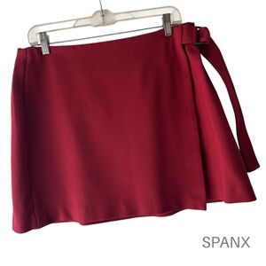 SPANX | PONTE KNIT MINI WRAP SKORT HIGH RISE DEEP RED | LARGE